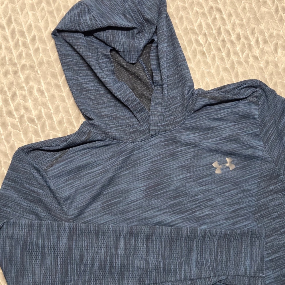 Under Armour Threadborne HeatGear‎ Hoodie Mens Large Navy Blue Fitted Space Dye